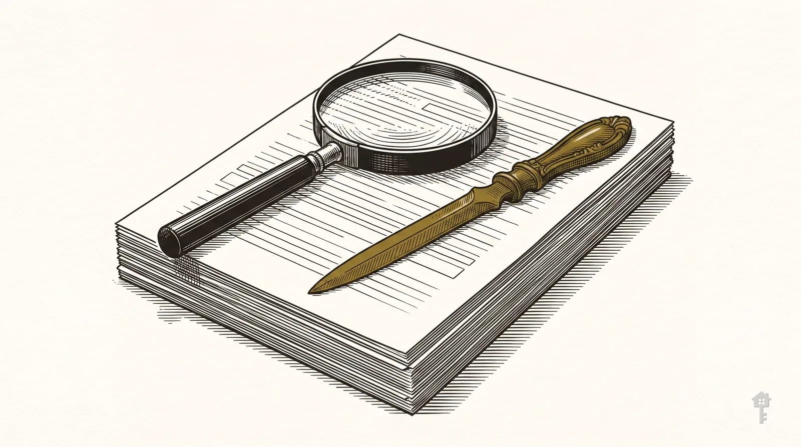 Engraving of rental applications under a magnifying glass