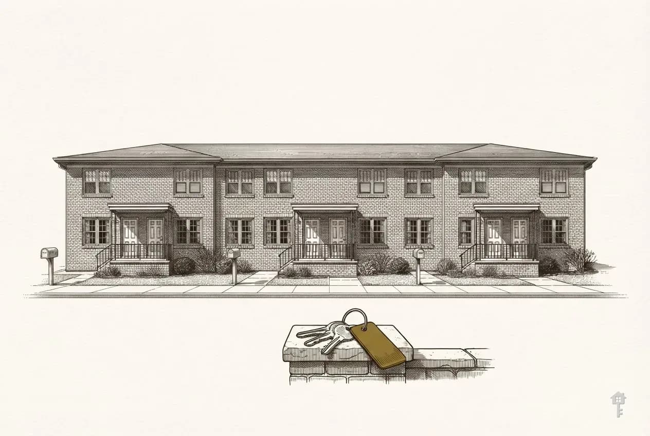 Engraved row of terraced rental houses