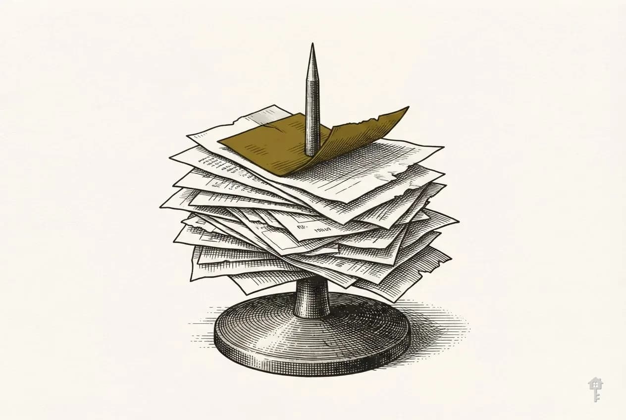 Engraved receipt spike holding folded slips