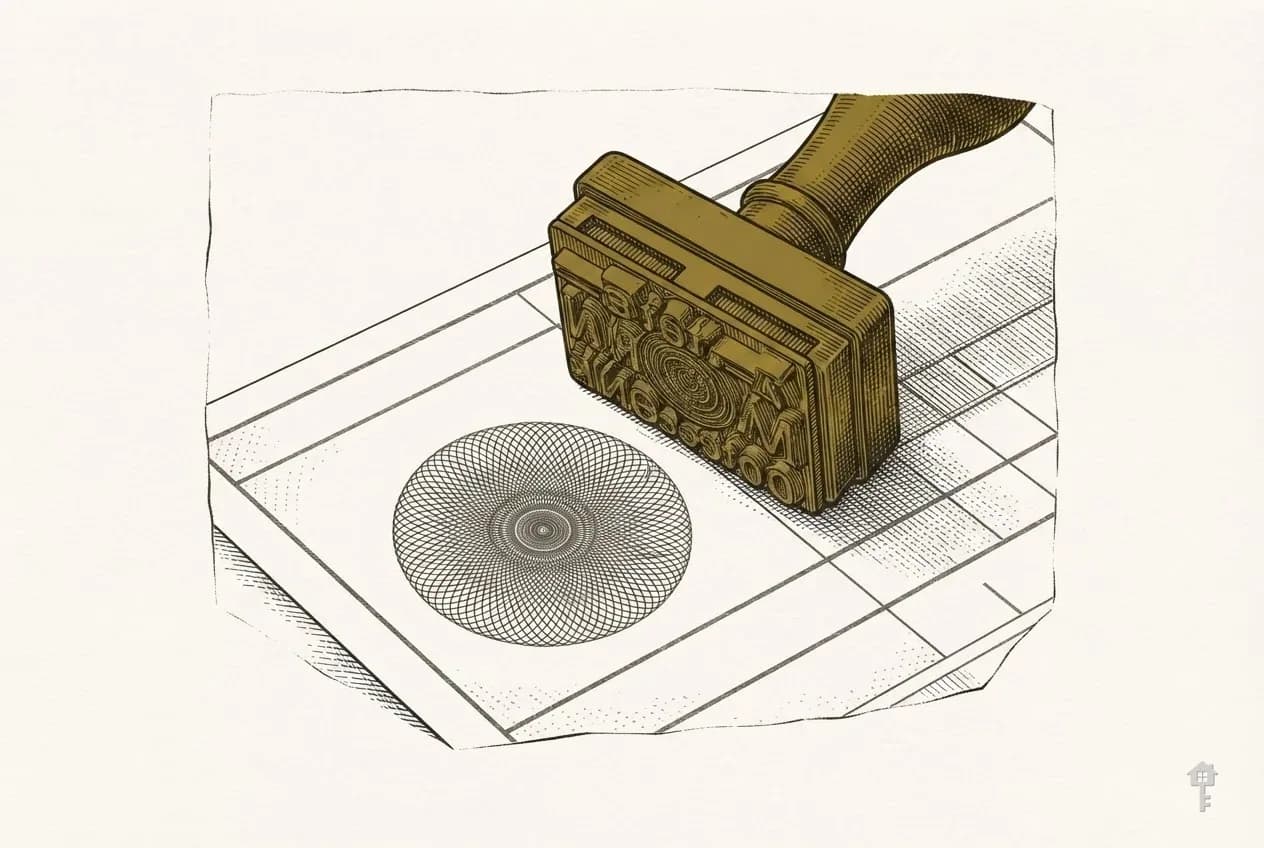 Engraved date stamp pressed onto a form