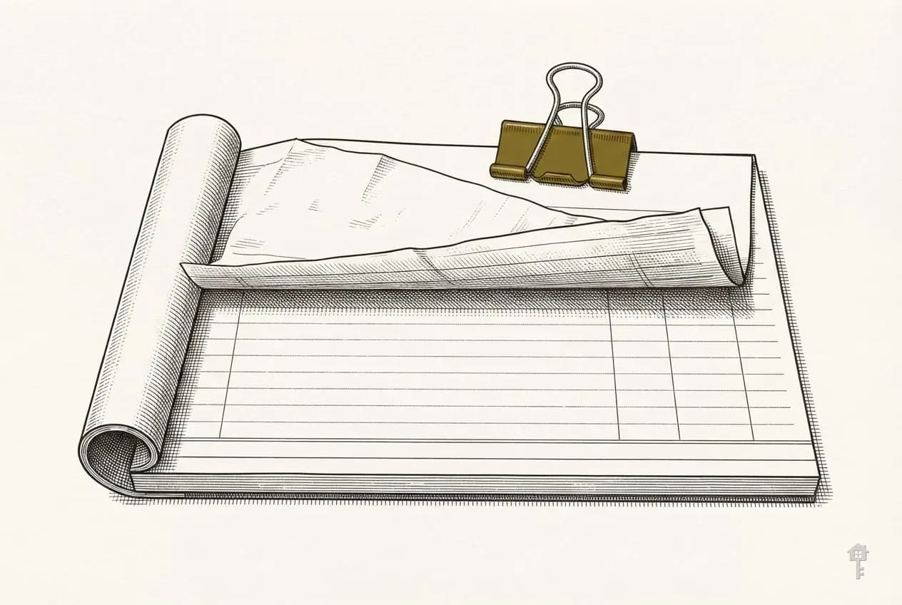 Engraved carbon receipt book with a slip lifted